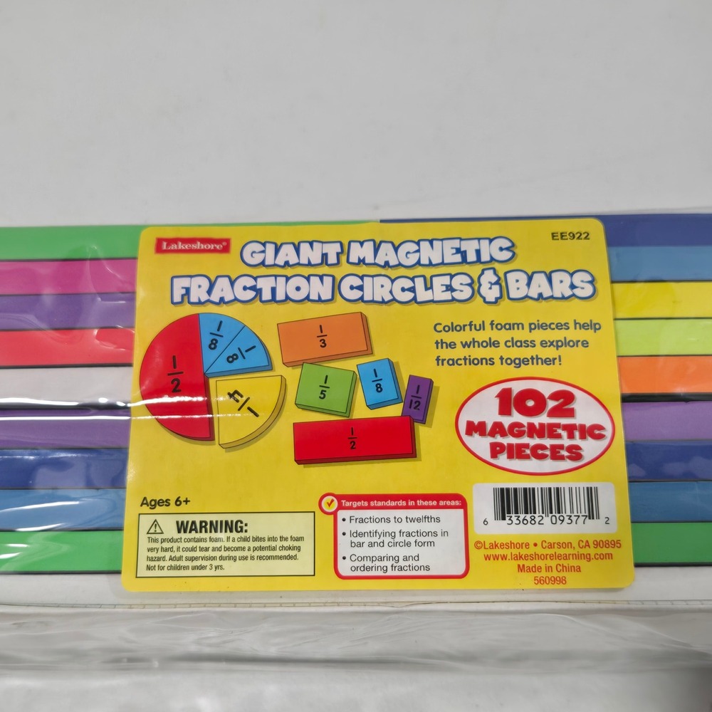 Lakeshore Giant Magnetic Fraction Circles & Bars 102 Piece Set EE922 Math Toy